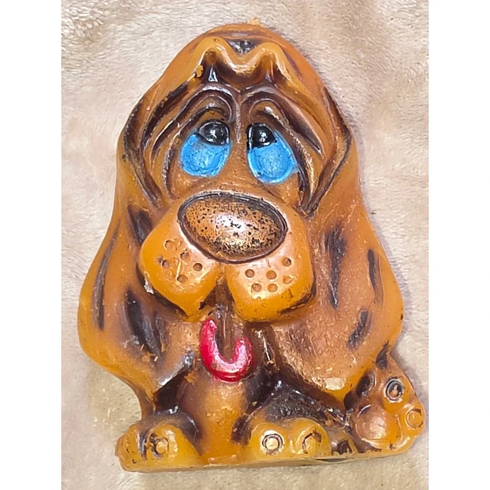 Vintage 1978 Jasco Animal Delights Basset Hound Dog Candle Hand Painted Brown